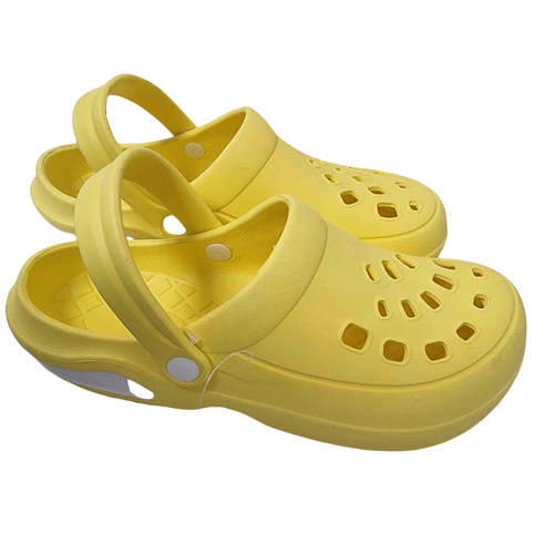 Damen-Sandalen Clogs Crocs gelb rosa lila Blumen bequem zum Aufschieben - Bild 14 von 21