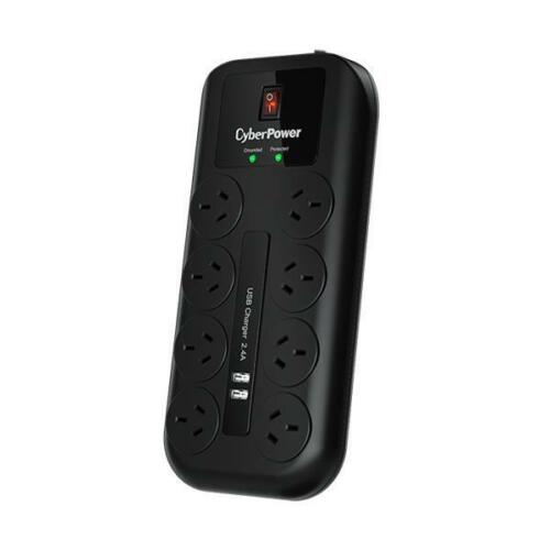 CyberPower 8 Way Outlet Surge Protector Power Board 2 USB iPhone Android Charge - Picture 2 of 3