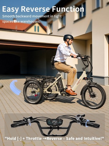 ONESPORT OT30PRO Elektro-Dreirad 20'' 500W Elektrofahrrad Klappbar Cargo-Trike - Bild 16 von 24