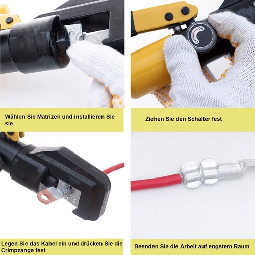 10 Ton Hydraulic Wire Crimper Battery Cable Lug Terminal Crimping Tool w/ 9 Dies - Picture 10 of 12
