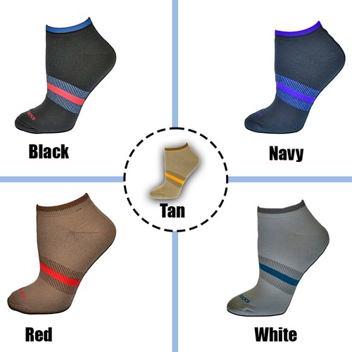 Sierra Socks Womens' No Show Performance Socks-Colorful Cotton Cushioned Comfort - Picture 20 of 32