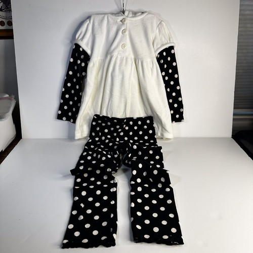 Vintage GYMBOREE PANDA VELOUR Top Size 4T With Black & White Polka Dot Leggings - Picture 2 of 8