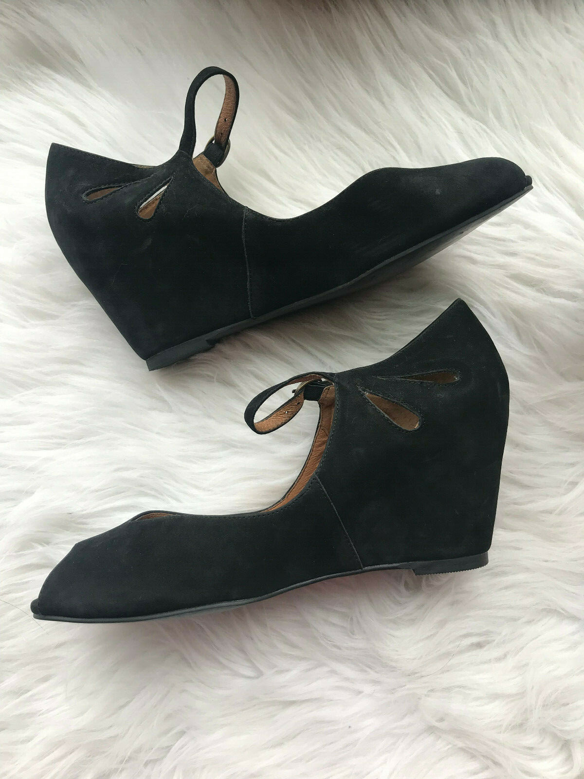 Jeffrey Campbell Regina Black Suede Leather Peep Toe Wedges Career Career Career shoes 10B 54eb62 Jeffrey Campbell Regina Black Suede Leather Peep Toe Wedges Career Career Career shoes 10B 54eb62