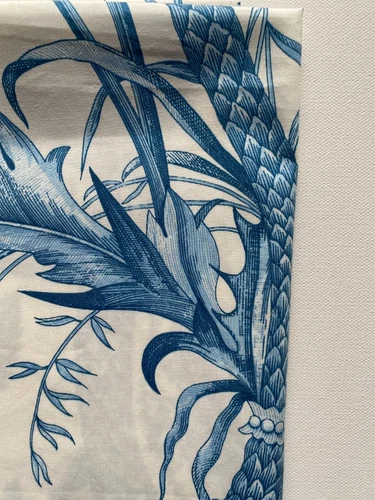 Brunschwig Fils Bird and Thistle Blue Designer Fabric Remnant 24"x24"