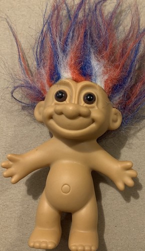 Vintage RUSS Troll Doll Naked Troll Baby Red White & Blue Hair(D) - Picture 1 of 6