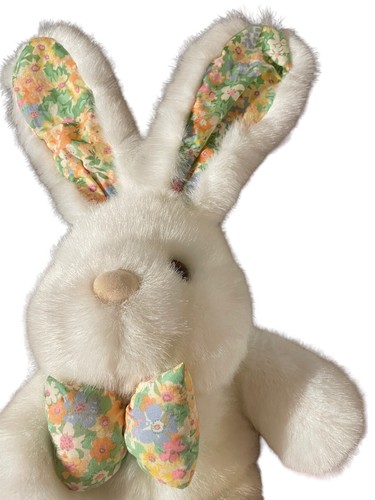 VTG Walmart White Rabbit Easter Bunny Plush stuffed animal with floral print - Picture 3 of 4
