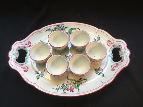 Antique French Faince Egg Cups and Service Tray K&G Luneville c. 1890s - Picture 3 of 12