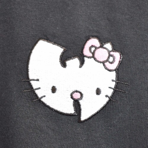Actual Fact Hello Kitty " W " Hip Hop Giapponese Cartoon Nero Manica Lunga - Foto 4 di 4