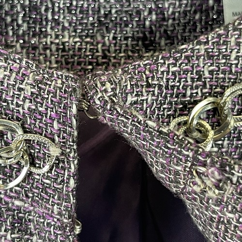 Alfred Dunner Jacket Womens Size 24 Purple Tweed Blazer Chain Detail Pockets - Picture 5 of 13