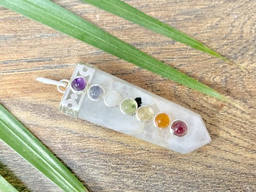 Chakra Rainbow Moonstone Pendant Gemstone Specimen Reiki Chakra Crystal Stone - Picture 4 of 12