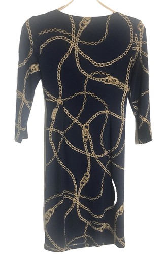 Lauren Ralph Lauren Chain Link Dress Sz 6 Draped Ruched Wrap Office Party Date - Picture 3 of 15