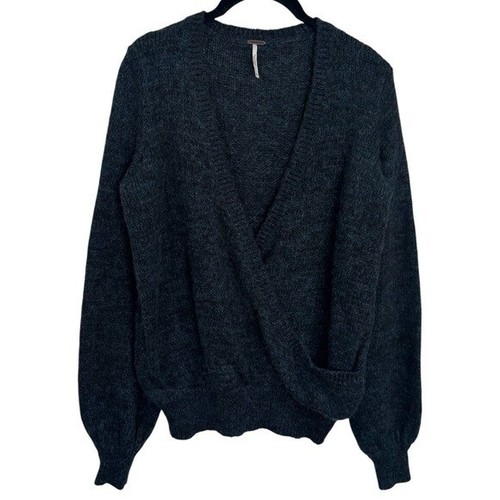 Free People Karina Sweater Crossover Knit Green Cozy Wool Blend Women's Size XS - Picture 2 of 11