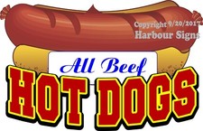 All Beef Hot Dogs DECAL (CHOOSE YOUR SIZE) Concession Food Truck Sticker 