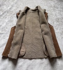 Vintage Duck Sport Women Genuine Shearling Vest Work Sheepskin Zipper Sz Xl