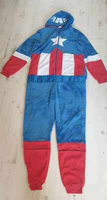 CAPTAIN AMERICA ALL IN ONE MENS PYJAMAS SLEEP SUIT ADULT PRIMARK