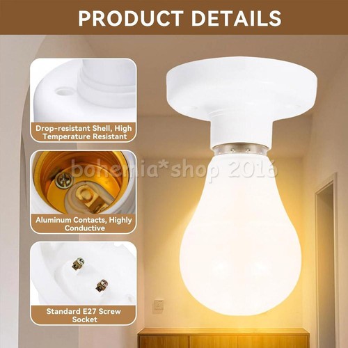 E27 Round Edison Screw Cap Socket Light Bulb Holder Fitting Lamp Fixing Base - Picture 3 of 11