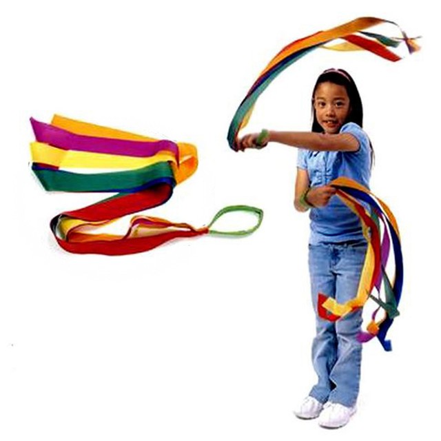 1x Handheld Rainbow Dance Ribbon Stage Props Toys for Children Multi