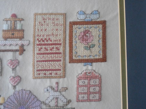 Sewing Craft Seamstress Cross Stitch Prof Matted & Framed OD 21x19 ID 16x14 - Picture 6 of 12