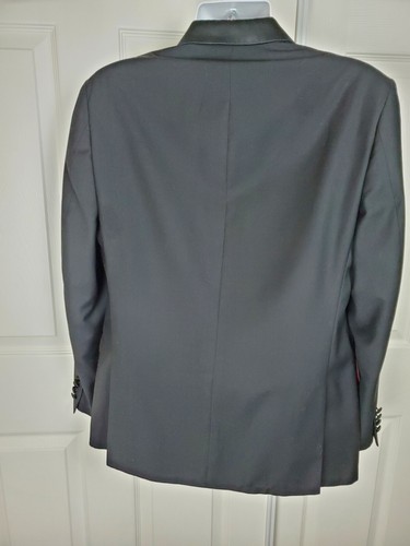 Izod Men's Charcoal Suit Jacket 40S Red Lining Work Wedding Prom Formal - Picture 4 of 9
