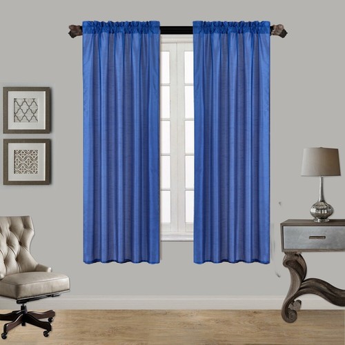 1 SET FAUX SILK PANELS UNLINED WINDOW CURTAIN ROD POCKET NEW 110" WIDE MR2 - Picture 60 of 86