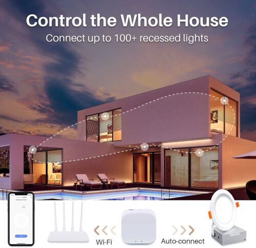 6 Pack Led Recessed Lighting 4" Smart Ceiling w/ Wi-Fi 10W app control dimmable - Picture 4 of 6