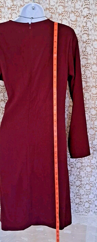 Order Plus Dress Size L Maroon Shirt Dress w/tie Long Sleeve V-Neck Spandex NWT - Picture 2 of 11