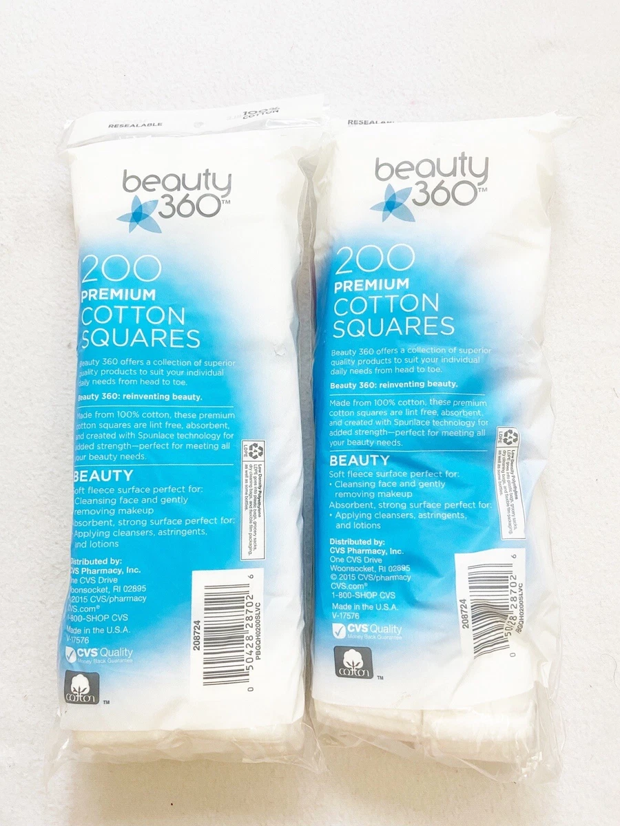 2 Pack CVS Beauty 360 200ct Cotton Squares premium two textures total 400