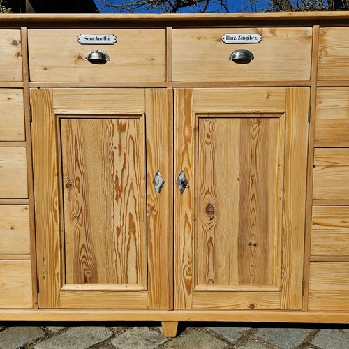 Altes antikes Apotheker Sideboard Anrichte mit Türen und Schüben vintage Emaille - Bild 2 von 10