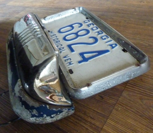 1954 54 Henney Packard Hearse Station Wagon Rear License Plate Trim Light OEM - Picture 3 of 13