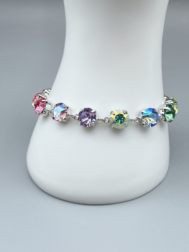 Tennis Armband 8 mm Weißgold Vergoldet mit Swarovski Kristallen Geschenk Neu - Bild 2 von 4