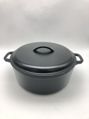 Amazon Basics Schmortopf Gusseisen 6,62 l, schwarz, robust, ofenfest bis 260°C