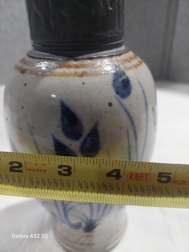 VTG MARBURY STONEWARE ART POTTERY VASE POT JAR BLUE PAINT HOME DECOR 1&1/2 LBS - Bild 8 von 14