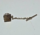Square Men's Tie Tack Clasp Rare Vintage Golden Mid Century Modern Atomic Small
