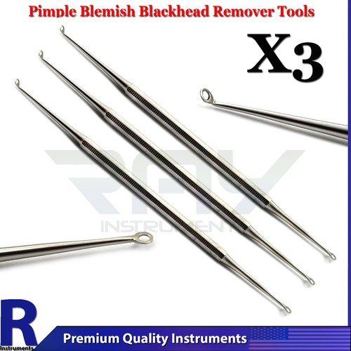 3 Pcs Professional Pimple Blemish Acne Blackhead Comedone Spot Remover Tool - Picture 1 of 5