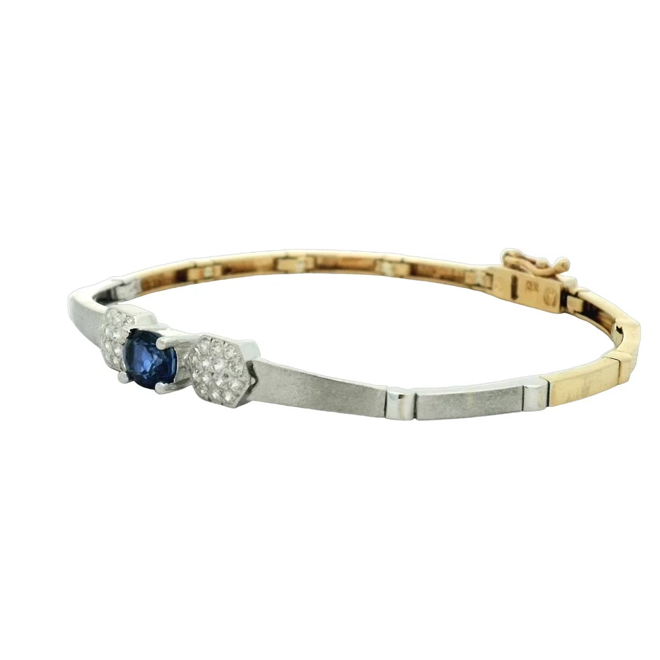 Sapphire & Cubic Zirconia Bracelet In 18K Two-Tone Gold - Image 4 of 4
