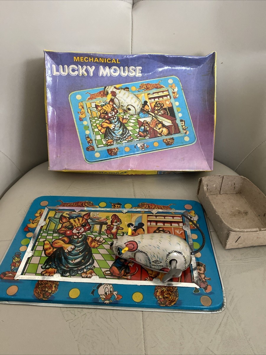 LUCKY MOUSE WIND-UP ビンテージ玩具 Vintage Mechanical Lucky Mouse Game wind up toy In Original