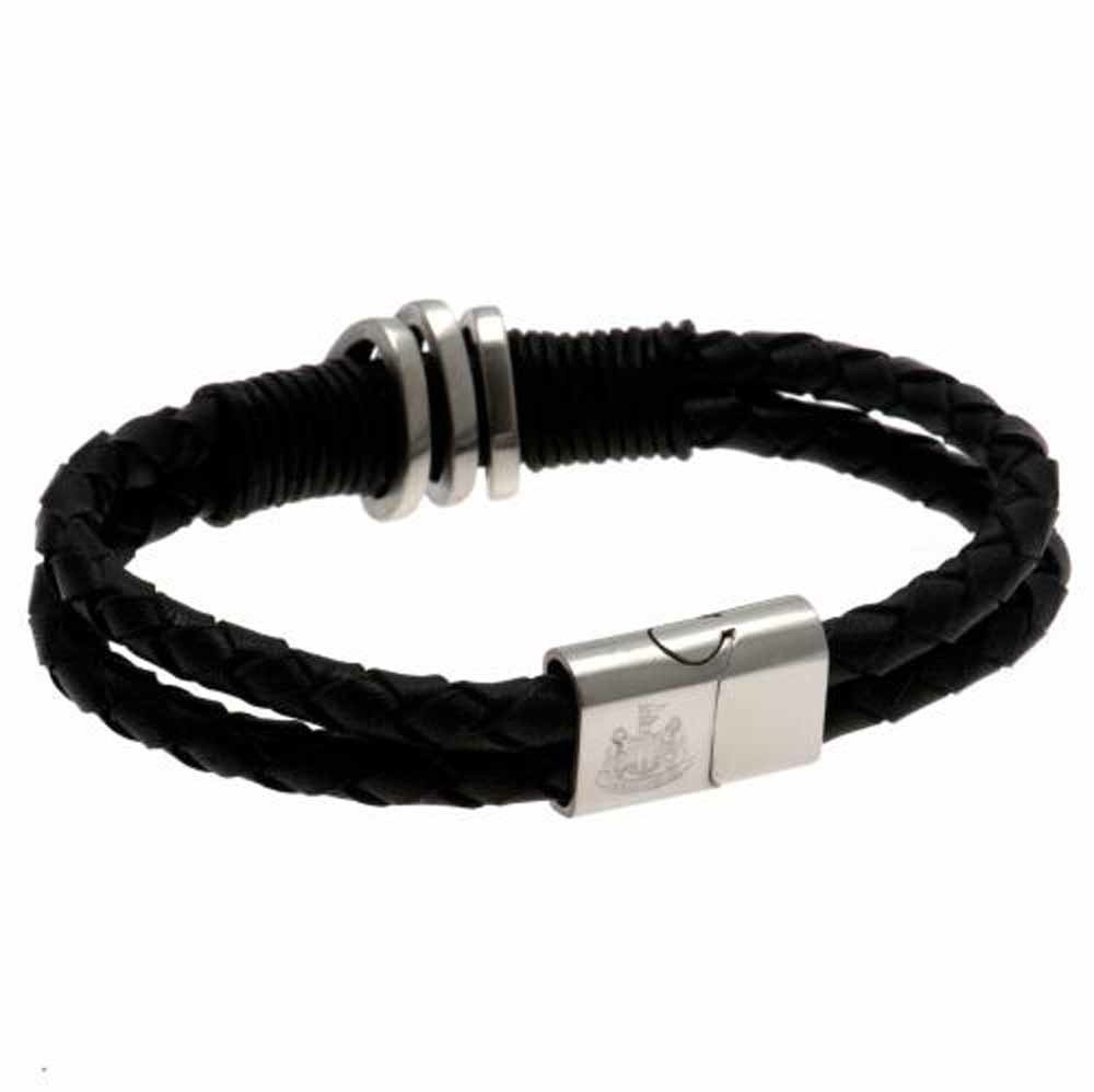Newcastle United Football Club Leather Bracelet & Etched Crest Clasp Newcastle United Football Club Leather Bracelet & Etched Crest Clasp