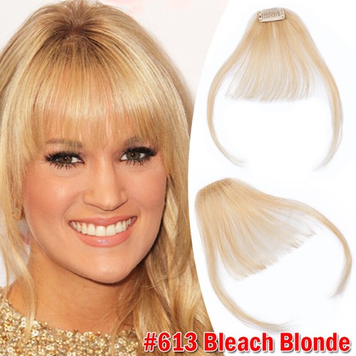 Thin Wispy Air Bangs Clip In Fringe Remy Human Hair Extensions Brown Hairpiece M - Picture 27 of 36