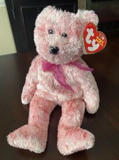 Ty Beanie Babies Smitten 2002 Pink Bear Hear Nose NWT PE Pellets