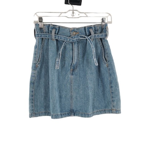 Gonna jeans denim Hollister donna taglia 26 ultra alta cintura paperbag linea A - Foto 5 di 6