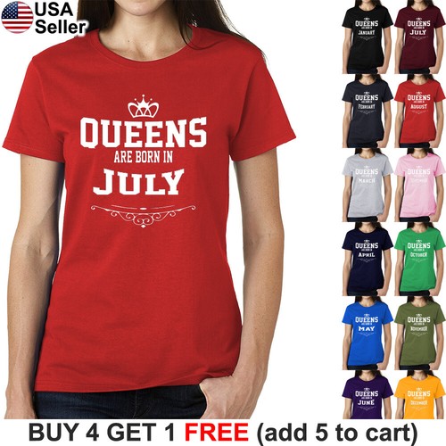T-shirt regine nascono nel mese regalo compleanno donna divertente principessa ragazza X158 - Foto 48 di 53