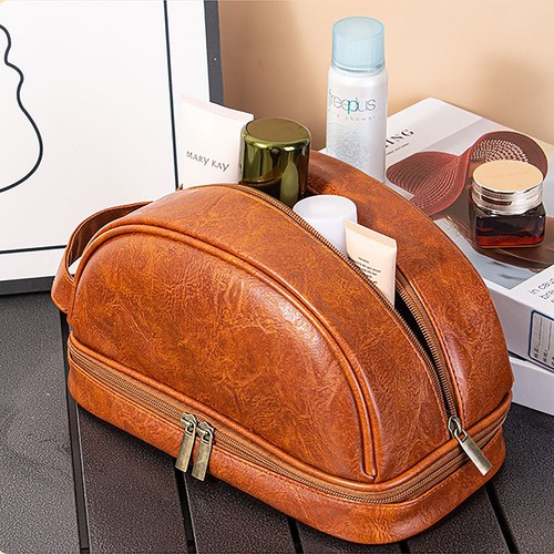 Custom Name Dopp Kit PU Leather Travel Organizer, Leather Toiletry Bag - Picture 5 of 10