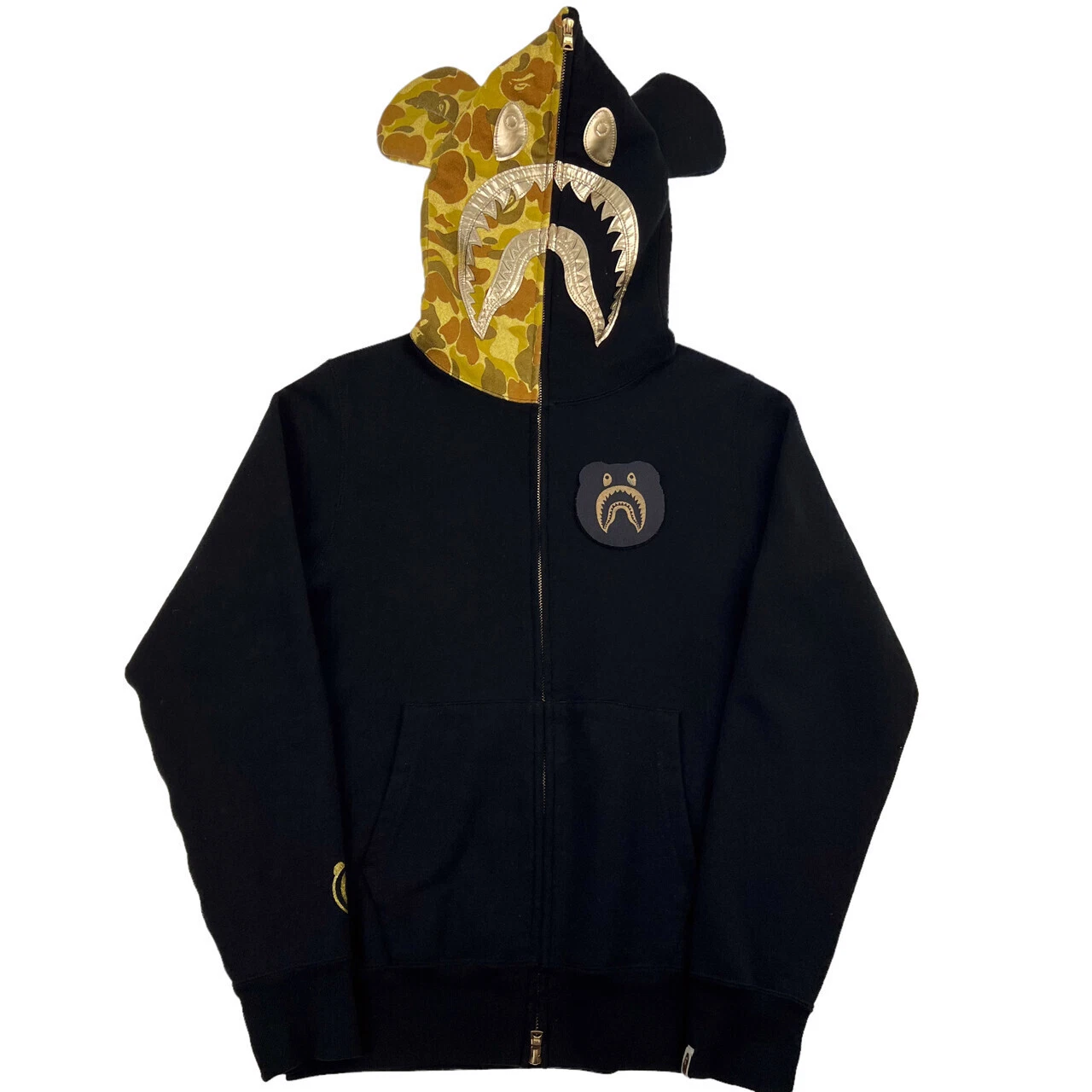 A BATHING APE (BAPE) Felpa con cappuccio squalo oro Bape x Bearbrick