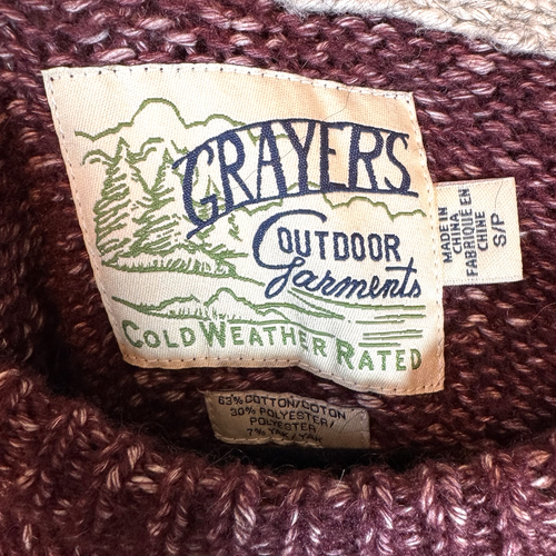 Grayers Sweater Men's Small Maroon Heather Yak Cotton Blend Crewneck Cabincore - Picture 6 of 9