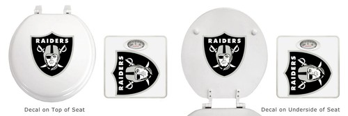 NFL Themed 2 Pc White Finish Bathroom Scale and Molded Wood Toilet Seat w/ Logo - Picture 19 of 31
