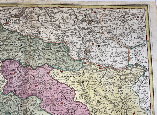 BALKANS MATTHAUS SEUTTER / PROBST 1740 LARGE ANTIQUE ENGRAVED MAP 18TH CENTURY - Picture 6 of 13