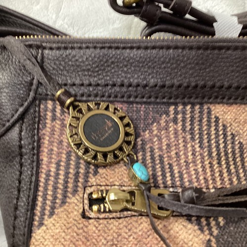 The Sak Womens NEW Tahoe Leather Cocoa Heritage Plaid Crossbody Purse 108120 - Picture 5 of 12