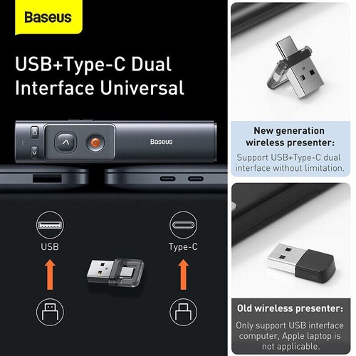 Baseus Wireless USB Powerpoint Präsentation PPT Flip Pen Laser Pointer Clicker - Bild 8 von 13