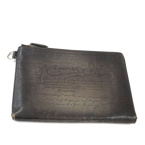 Berluti Nino GM Clutch bag Black Leather Men's Business bag Second Bag Authentic - Picture 2 of 17