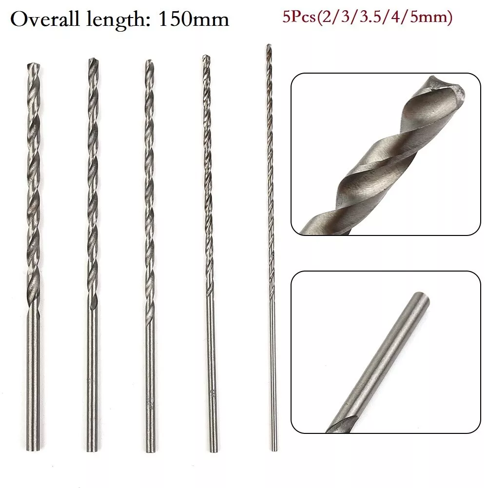 5Pcs Extra Long HSS High Speed Steel Drill Bit Set 2mm 3mm 3.5mm